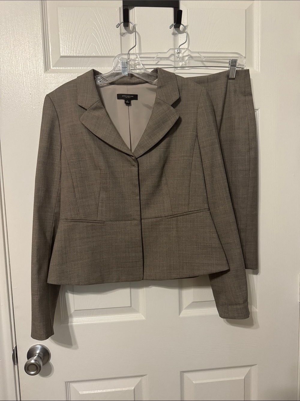 Ann Taylor Taupe Women's Tailored Blazer and Skirt Set